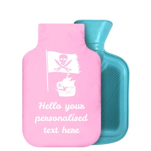 800ml (Pirate Flag Icon) Baby Pink Soft Velvet Polyester Fabric Removable Cover (Personalised with Text)