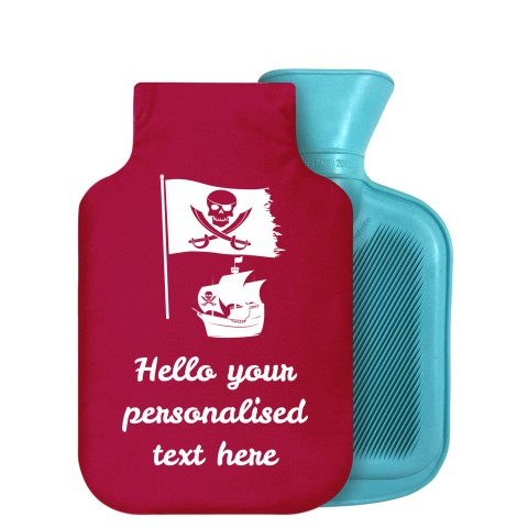 800ml (Pirate Flag Icon) Burgundy Soft Velvet Polyester Fabric Removable Cover (Personalised with Text)