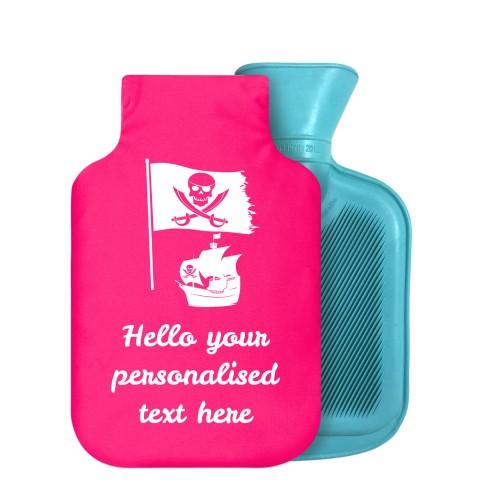800ml (Pirate Flag Icon) Hot Pink (Fuchsia) Soft Velvet Polyester Fabric Removable Cover (Personalised with Text)