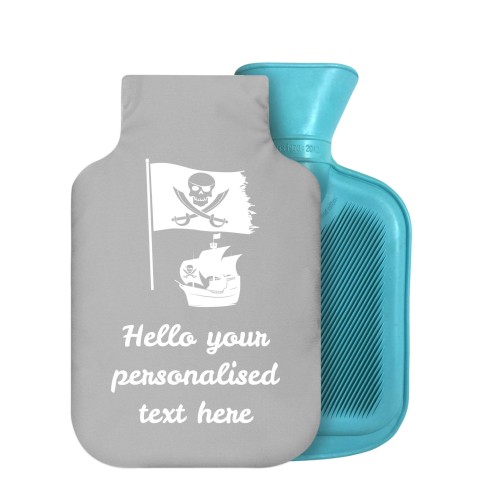 800ml (Pirate Flag Icon) Grey Soft Velvet Polyester Fabric Removable Cover (Personalised with Text)