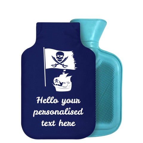 800ml (Pirate Flag Icon) Navy Blue Soft Velvet Polyester Fabric Removable Cover (Personalised with Text)