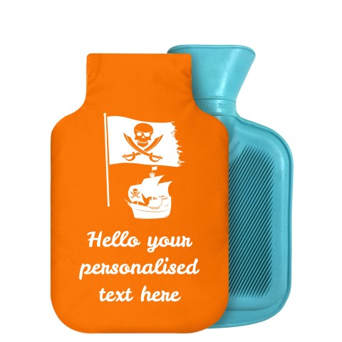 800ml (Pirate Flag Icon) Burnt Orange Soft Velvet Polyester Fabric Removable Cover (Personalised with Text)