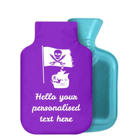 800ml (Pirate Flag Icon) Purple Soft Velvet Polyester Fabric Removable Cover (Personalised with Text)