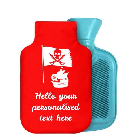 800ml (Pirate Flag Icon) Red Soft Velvet Polyester Fabric Removable Cover (Personalised with Text)