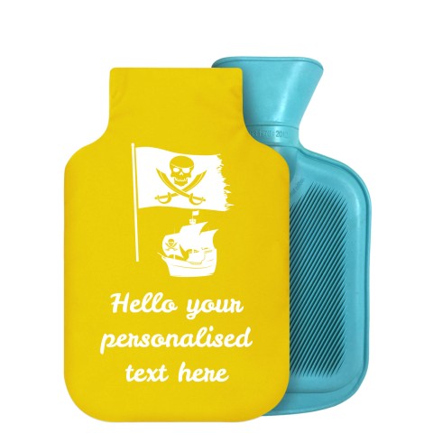800ml (Pirate Flag Icon) Yellow Soft Velvet Polyester Fabric Removable Cover (Personalised with Text)