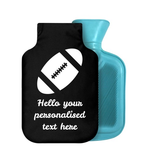 800ml (Rugby Icon) Black Soft Velvet Polyester Fabric Removable Cover (Personalised with Text)