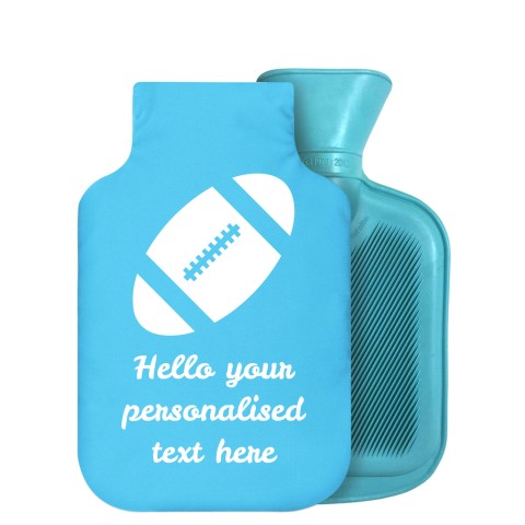 800ml (Rugby Icon) Sky Blue Soft Velvet Polyester Fabric Removable Cover (Personalised with Text)
