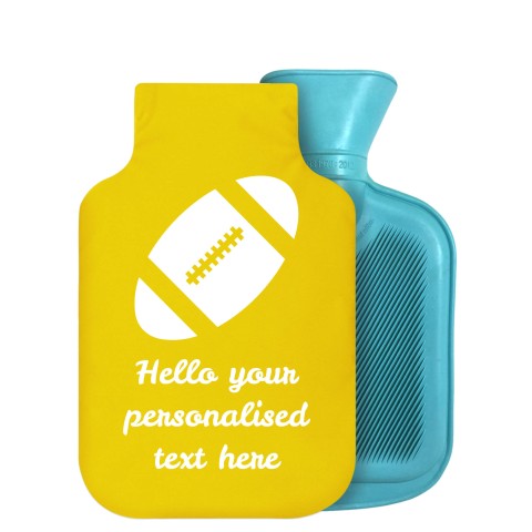 800ml (Rugby Icon) Yellow Soft Velvet Polyester Fabric Removable Cover (Personalised with Text)
