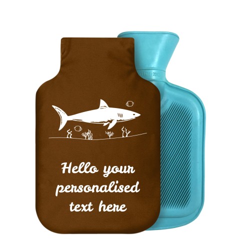 800ml (Shark Icon) Brown Soft Velvet Polyester Fabric Removable Cover (Personalised with Text)