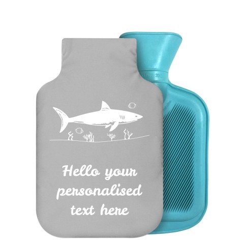 800ml (Shark Icon) Grey Soft Velvet Polyester Fabric Removable Cover (Personalised with Text)
