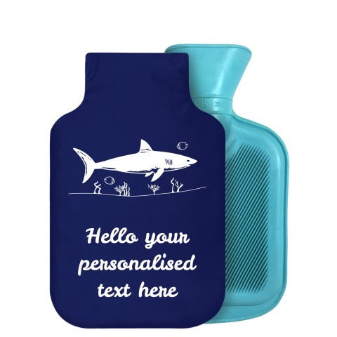 800ml (Shark Icon) Navy Blue Soft Velvet Polyester Fabric Removable Cover (Personalised with Text)