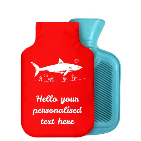800ml (Shark Icon) Red Soft Velvet Polyester Fabric Removable Cover (Personalised with Text)