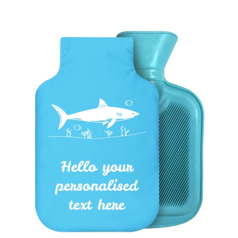 800ml (Shark Icon) Sky Blue Soft Velvet Polyester Fabric Removable Cover (Personalised with Text)