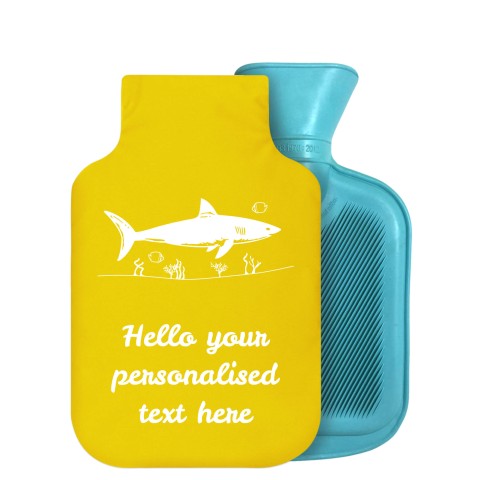 800ml (Shark Icon) Yellow Soft Velvet Polyester Fabric Removable Cover (Personalised with Text)