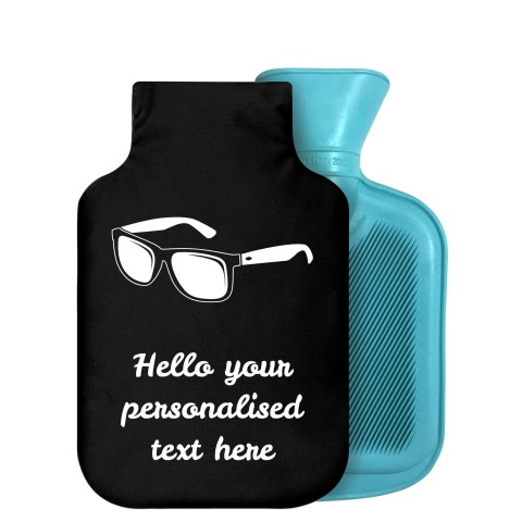 800ml (Sunglasses Icon) Black Soft Velvet Polyester Fabric Removable Cover (Personalised with Text)