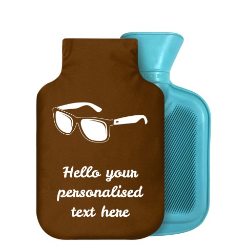 800ml (Sunglasses Icon) Brown Soft Velvet Polyester Fabric Removable Cover (Personalised with Text)