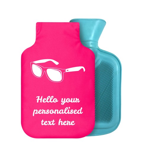 800ml (Sunglasses Icon) Hot Pink (Fuchsia) Soft Velvet Polyester Fabric Removable Cover (Personalised with Text)