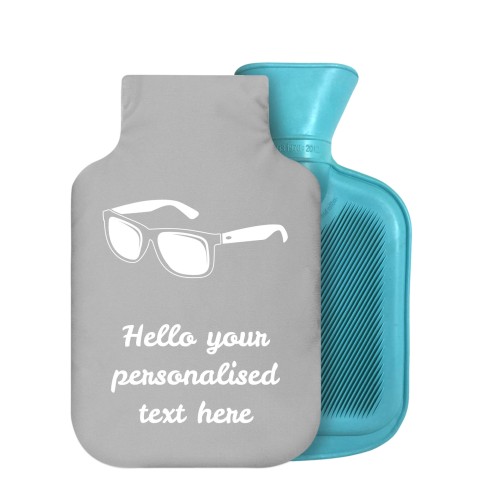 800ml (Sunglasses Icon) Grey Soft Velvet Polyester Fabric Removable Cover (Personalised with Text)