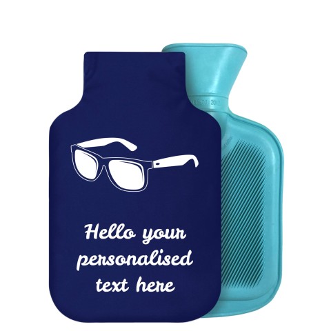 800ml (Sunglasses Icon) Navy Blue Soft Velvet Polyester Fabric Removable Cover (Personalised with Text)