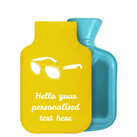 800ml (Sunglasses Icon) Yellow Soft Velvet Polyester Fabric Removable Cover (Personalised with Text)