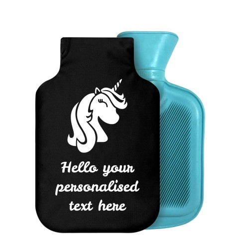 800ml (Unicorn Icon) Black Soft Velvet Polyester Fabric Removable Cover (Personalised with Text)