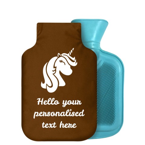800ml (Unicorn Icon) Brown Soft Velvet Polyester Fabric Removable Cover (Personalised with Text)