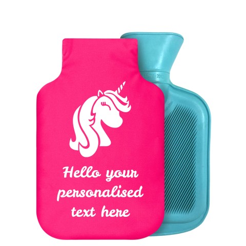 800ml (Unicorn Icon) Hot Pink (Fuchsia) Soft Velvet Polyester Fabric Removable Cover (Personalised with Text)