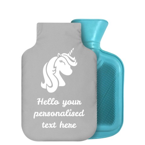 800ml (Unicorn Icon) Grey Soft Velvet Polyester Fabric Removable Cover (Personalised with Text)