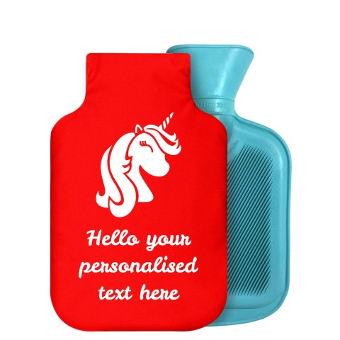 800ml (Unicorn Icon) Red Soft Velvet Polyester Fabric Removable Cover (Personalised with Text)