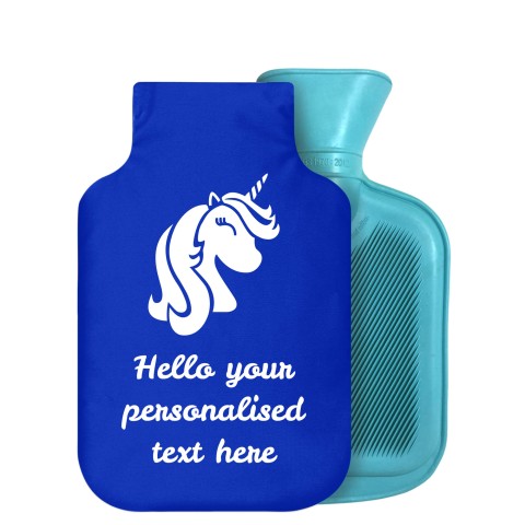 800ml (Unicorn Icon) Royal Blue Soft Velvet Polyester Fabric Removable Cover (Personalised with Text)