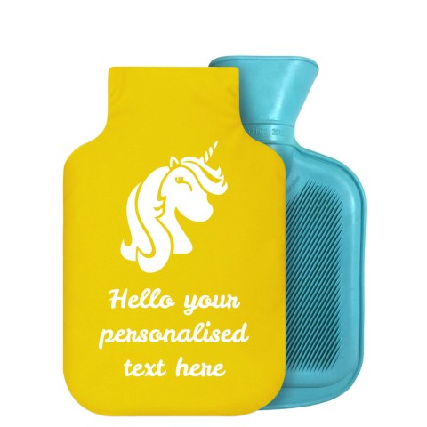 800ml (Unicorn Icon) Yellow Soft Velvet Polyester Fabric Removable Cover (Personalised with Text)