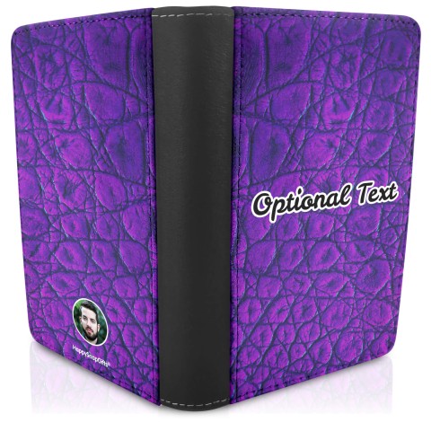 (UK Standard 21cm) - Crocodile Leather Design Purple (Personalised with Text)