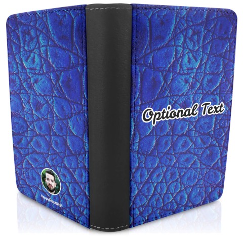 (UK Standard 21cm) - Crocodile Leather Design Royal Blue (Personalised with Text)