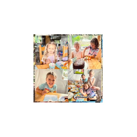 80cm Square (4 Photos Front & Back) (Personalised with Text)