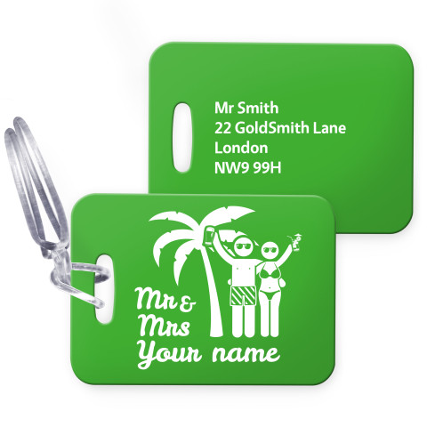 (10cm x 7cm) (Miss & Miss Cheers) Bright Green with Clear Loop (Personalised with Text)