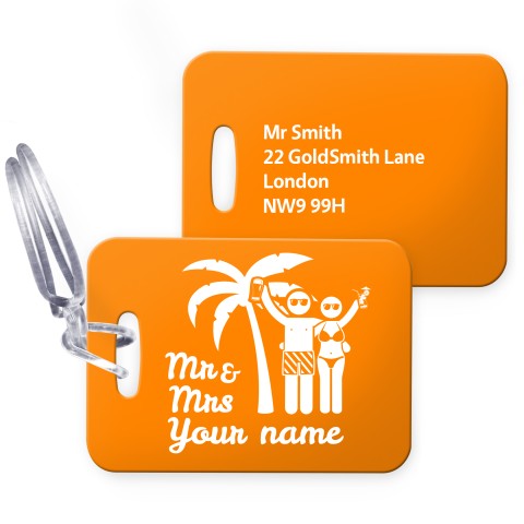 (10cm x 7cm) (Mr & Mr Cheers) Burnt Orange with Clear Loop (Personalised with Text)