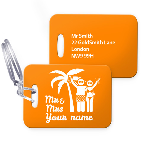 (10cm x 7cm) (Ms & Ms Cheers) Burnt Orange with Clear Loop (Personalised with Text)