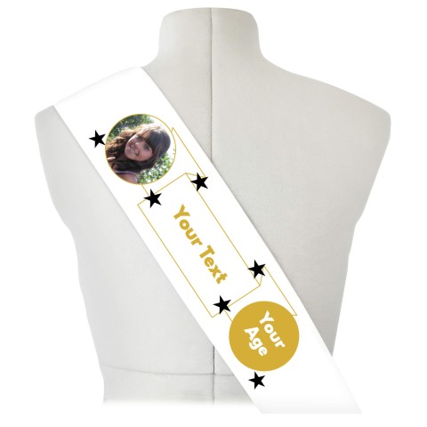 (180cm x 14cm) Black & Gold Mock Suede Polyester Fabric (Personalised with Text)