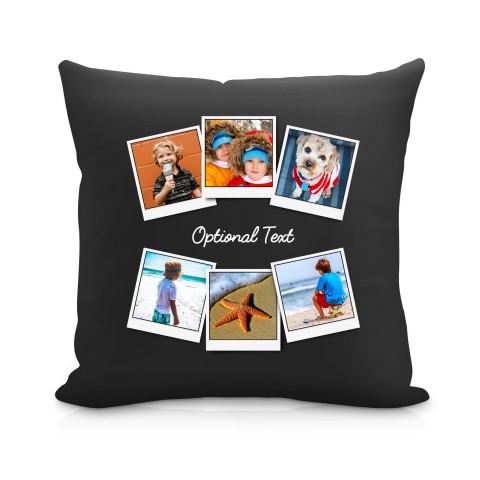 (25cm Square) (Polaroid Style Photo Print) Black Soft Velvet Polyester Fabric Scented (Organic Lavender Buds) (Optional Personalised Gift Text)