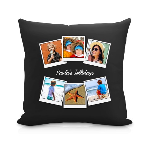 (25cm Square) (Polaroid Style Photo Print) Black Soft Velvet Polyester Fabric Scented (Organic Lavender Buds) (Personalised with Text)