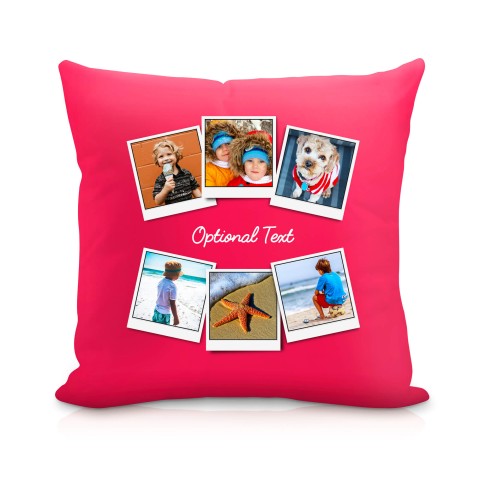 (25cm Square) (Polaroid Style Photo Print) Fuchsia Pink Soft Velvet Polyester Fabric Scented (Organic Lavender Buds) with Removable Cover (Zip) (Optional Personalised Gift Text)