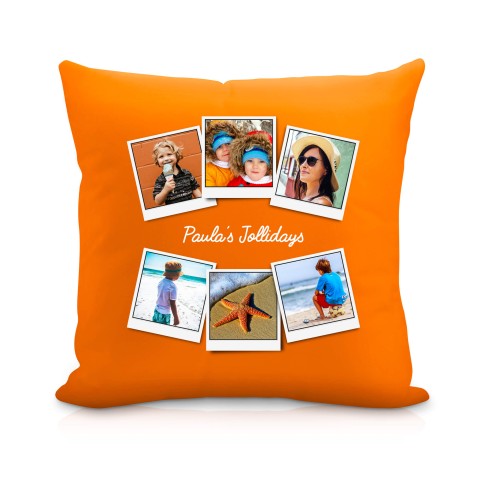 (25cm Square) (Polaroid Style Photo Print) Burnt Orange Soft Velvet Polyester Fabric (Personalised with Text)