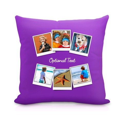 (25cm Square) (Polaroid Style Photo Print) Purple Soft Velvet Polyester Fabric Scented (Organic Lavender Buds) with Removable Cover (Zip) (Optional Personalised Gift Text)