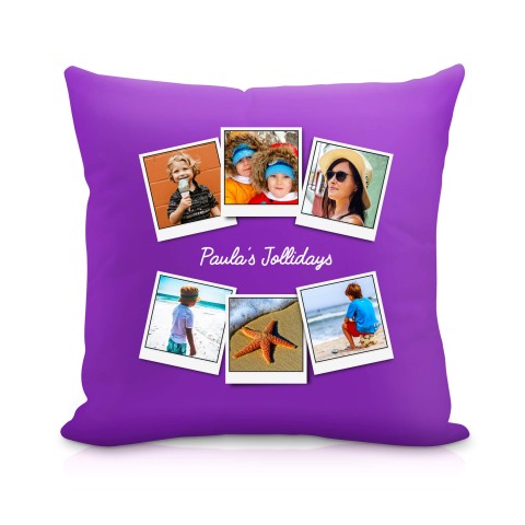 (25cm Square) (Polaroid Style Photo Print) Purple Soft Velvet Polyester Fabric Scented (Organic Lavender Buds) (Personalised with Text)