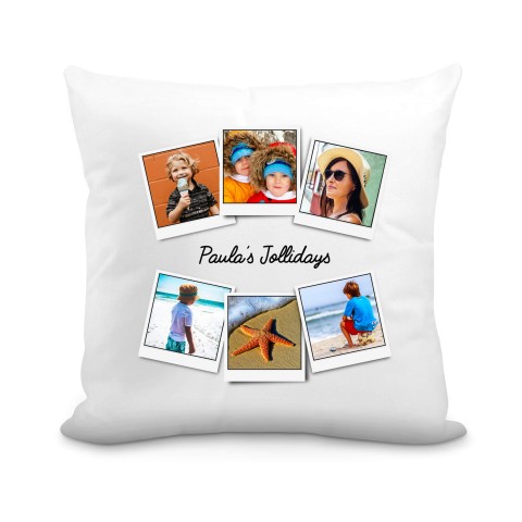 (25cm Square) (Polaroid Style Photo Print) White Soft Velvet Polyester Fabric (Personalised with Text)