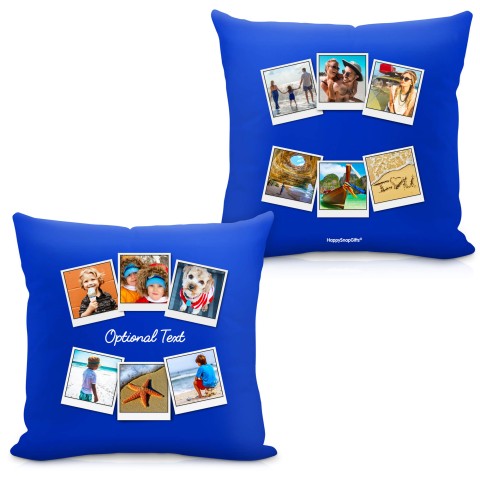 (Square 40cm) (Polaroid Style Photo Print) - Royal Blue Soft Velvet Polyester Fabric with Organic Lavender (Personalised with Text)