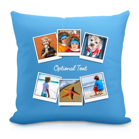 (40cm) (Polaroid Style Photo Print) Sky Blue Soft Velvet Polyester Fabric Scented (Organic Lavender Buds) with Removable Cover (Zip) (Optional Personalised Gift Text)