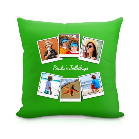 (25cm Square) (Polaroid Style Photo Print) Bright Green Soft Velvet Polyester Fabric Scented (Organic Lavender Buds) (Personalised with Text)
