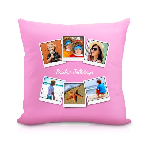 (25cm Square) (Polaroid Style Photo Print) Baby Pink Soft Velvet Polyester Fabric (Personalised with Text)