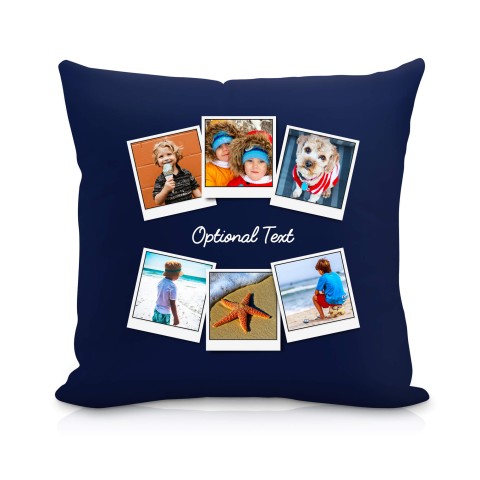 (25cm Square) (Polaroid Style Photo Print) Navy Blue Soft Velvet Polyester Fabric Scented (Organic Lavender Buds) (Personalised with Text)